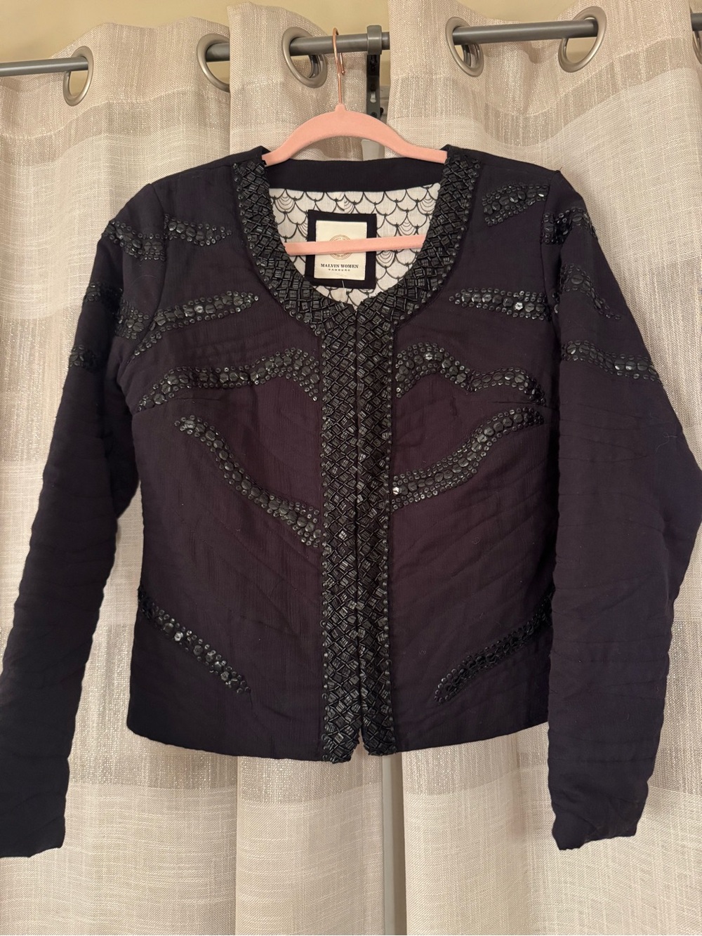 Beaded Trim Black Women's Jacket